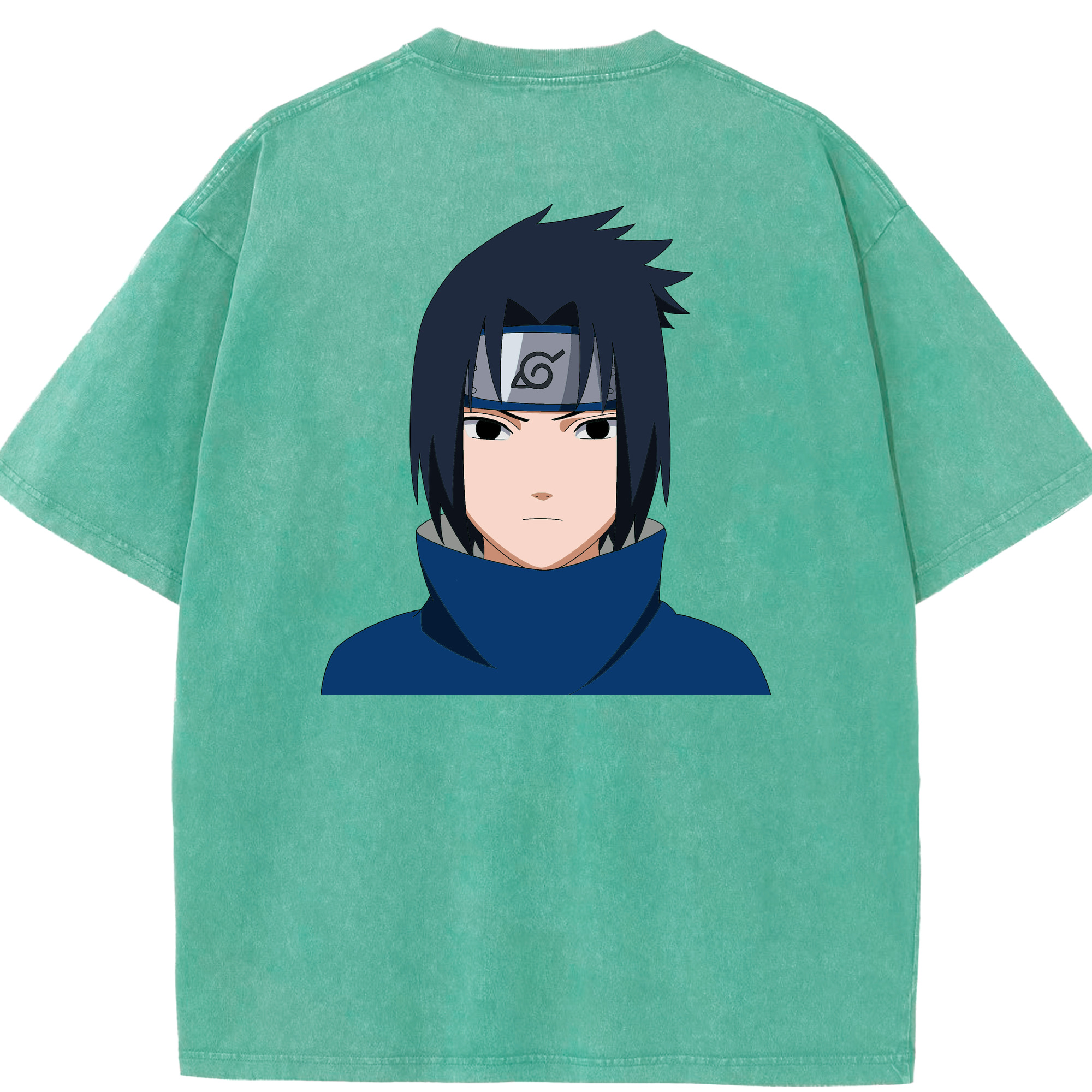（画像用） NARUTO -ナルト- うちは サスケ Uchiha Sasuke 綿100% ヴィンテージ風 半袖Tシャツ（背面プリント）